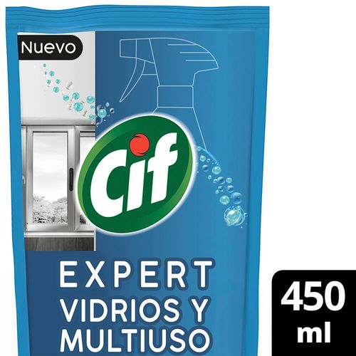 Limpiador Vidrios Y Mulitiuso Cif Expert Doypack 450 Ml.