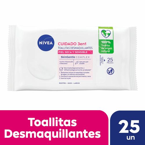 Toallitas Desmaquillantes 3 En 1 Nivea Para Piel Seca 25 Ud.