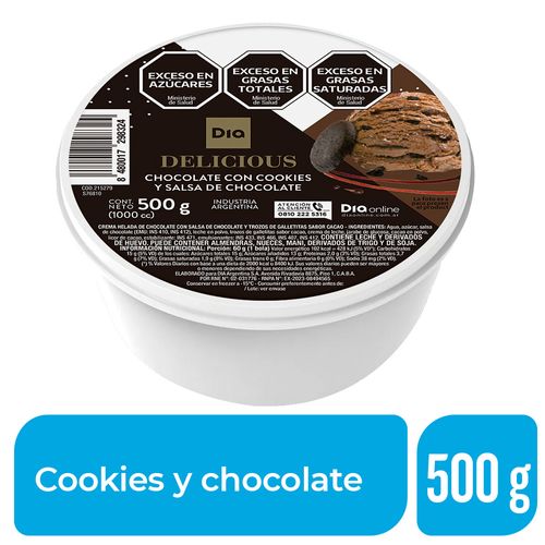 Helado Dia Delicious Cookies y Chocolate 500 Gr.