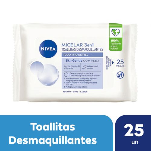 Toallitas Limpiadoras 3 en 1 Nivea MicellAir x 25 Ud.