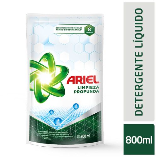 Detergente Para Ropa Limpieza Profunda Ariel 800 Ml.