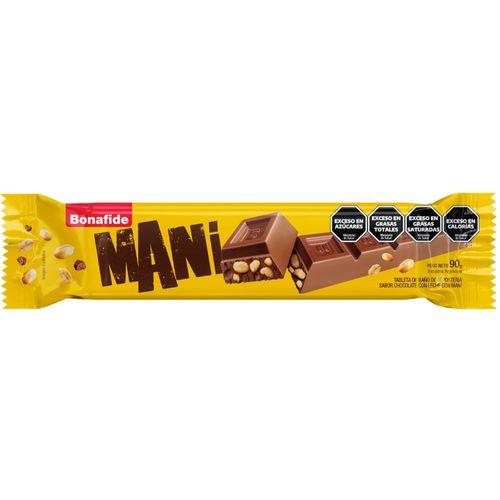 Tableta Chocolate Con Leche Y Maní Bonafide 90 Gr.