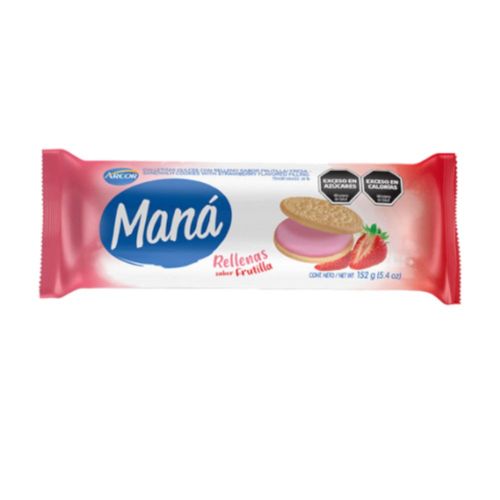 Galletas Vainilla Con Relleno De Frutilla Mana 152 Gr.