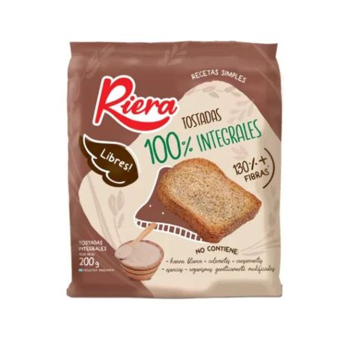 Tostadas 100% Integrales Libres Riera 200 Gr.