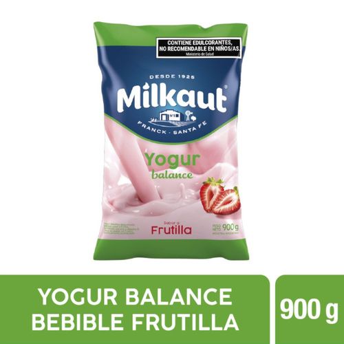 Yogur Frutilla Descremada Milkaut 900 Gr.