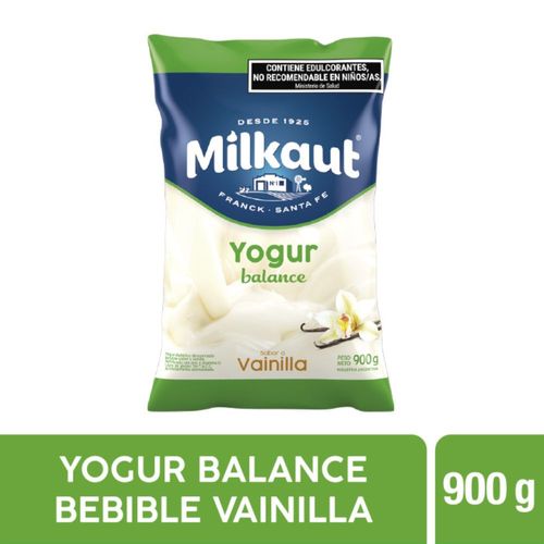 Yogur Vainilla Descremada Milkaut 900 Gr.