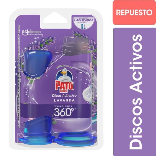Discos Adhesivos para Inodoro Pato Lavanda Aplicador + Repuesto 38 Gr.