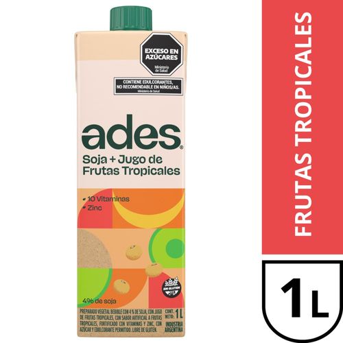Ades Soja + Jugo De Frutas Tropicales 1 Lt.
