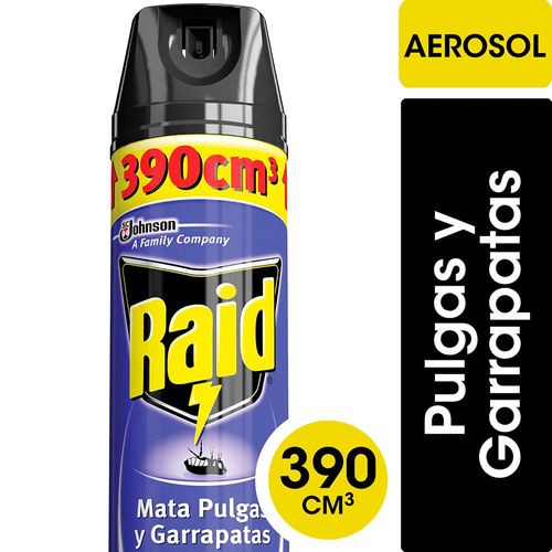 Insecticida Mata Pulgas Y Garrapatas Raid 390Ml