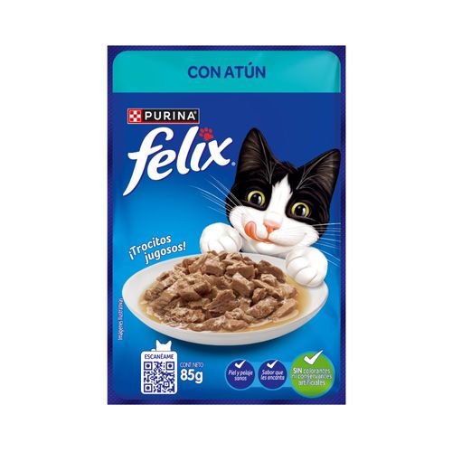 Alimento Humedo Para Gatos Sabor Atun Felix 85 Gr.