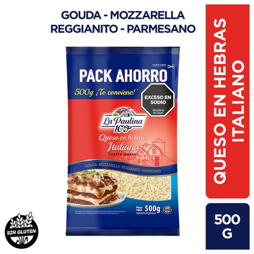 Queso En Hebras Italiano La Paulina 500 Gr.
