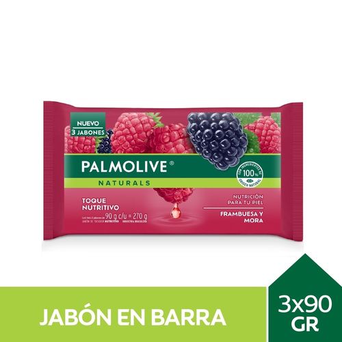 Jabon De Tocador Palmolive Naturals Frambuesa Y Mora 90 G 3 Ud.