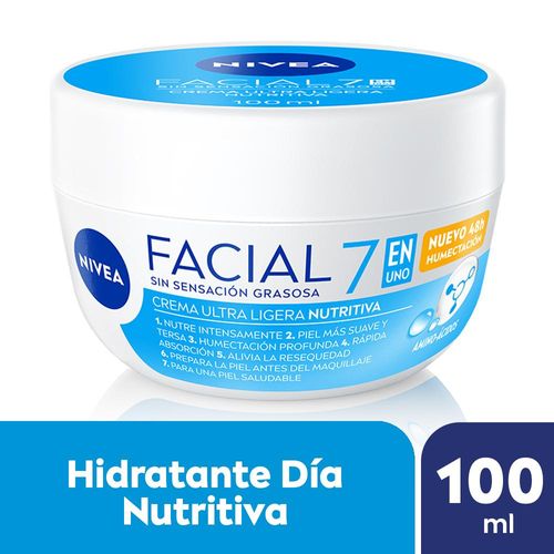 Crema facial 7en1 Nivea Cuidado Nutritivo para todo tipo de piel 100 Ml.