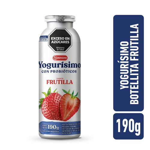 Yogur Bebible Botellita Frutilla Yogurisimo 190 Gr.