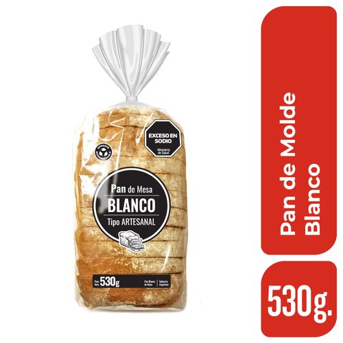 Pan de molde Blanco Artesanal 530 Gr.