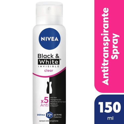 Desodorante Femenino Nivea Black & White Invisible Clear X 150 Ml.