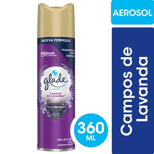 Aromatizante de Ambientes Glade Campos de Lavanda en Aerosol 380 Ml.